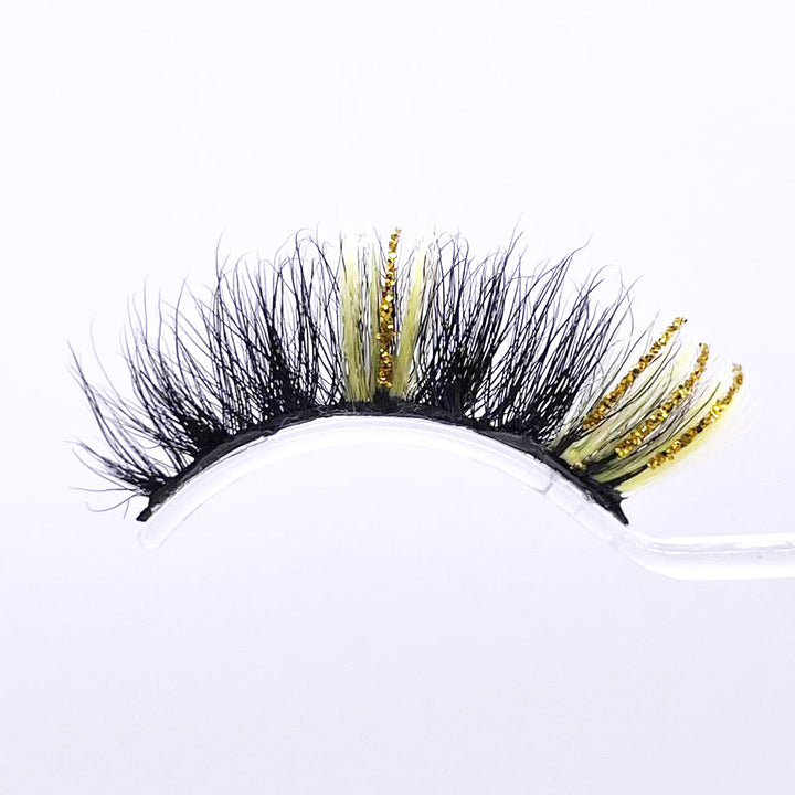 Natural medium Glitter Colored Eyelashes - bamylash