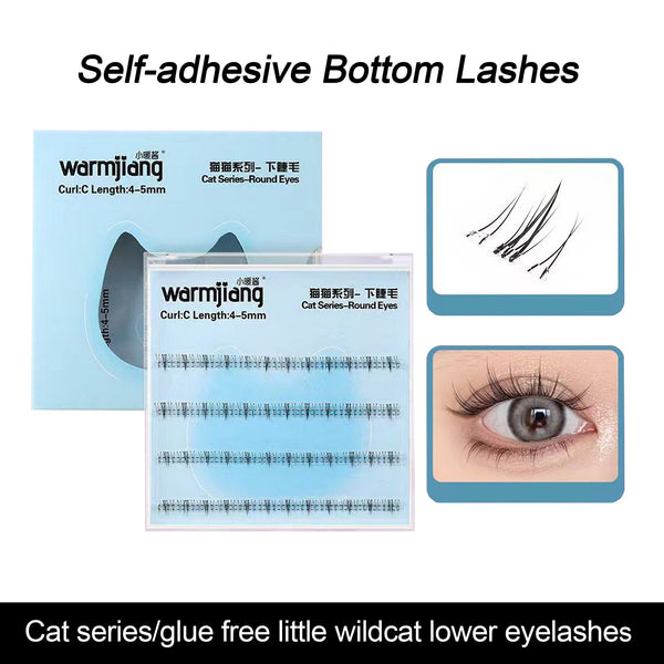 Self Adhesive Bottom Lashes Clusters No Need Glue Soft Eyelash Clusters Easy to Apply Lashes For Beginners