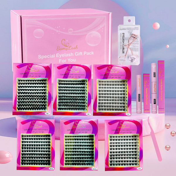 6 Boxes Individual False Eyelashes Kit, 1 Set Natural Look Self Grafting Curl Eyelashes, Eye Makeup Enhancement False Eyelashes for Women and Girls,Winter Gift. Dolly Lashes