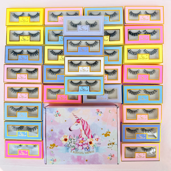 Mixed Size Fluffy False Eyelashes 30 pairs Wispy Curling Faux Eyelash Natural Look Eye Makeup Strip Lashes Gift Kit For Women Girls