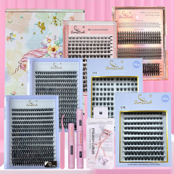 Individual False Eyelashes Kit, 1 Set Natural Look Self Grafting Curl Eyelashes, Eye Makeup Enhancement False Eyelashes for Women and Girls