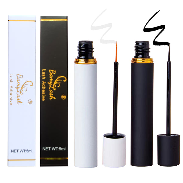 Black/Clear Eyelash Glue, Suitable for Sensitive Eyes, Latex Free,Waterproof, Strong Hold,5ml - bamylash