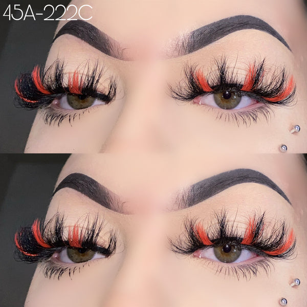 Wholesale 45A-222C Red Color False Eyelashes 25mm Real Mink Long Lashes