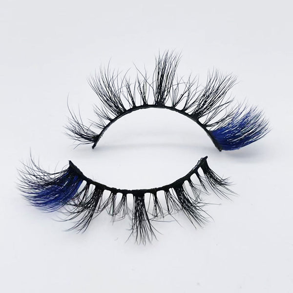 Wholesale 15mm colored lashesD622-2C Blue color faux mink false eyelashes