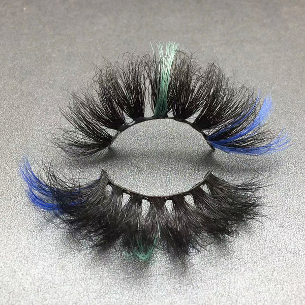 Wholesale 70A-372C Color False Eyelashes 25mm Real Mink Long Lashes