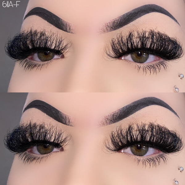 611A-F 25mm Fluffy Real Mink Russian Eyelashes - bamylash