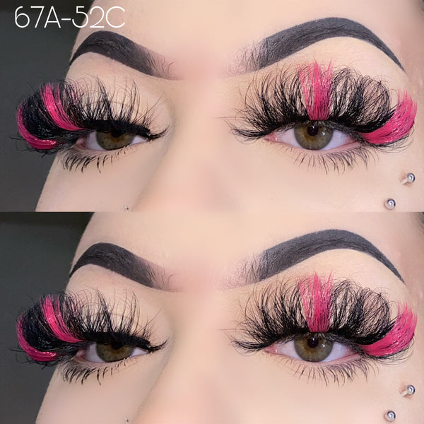 Wholesale 67A-52C Red Color False Eyelashes 25mm Real Mink Long Lashes