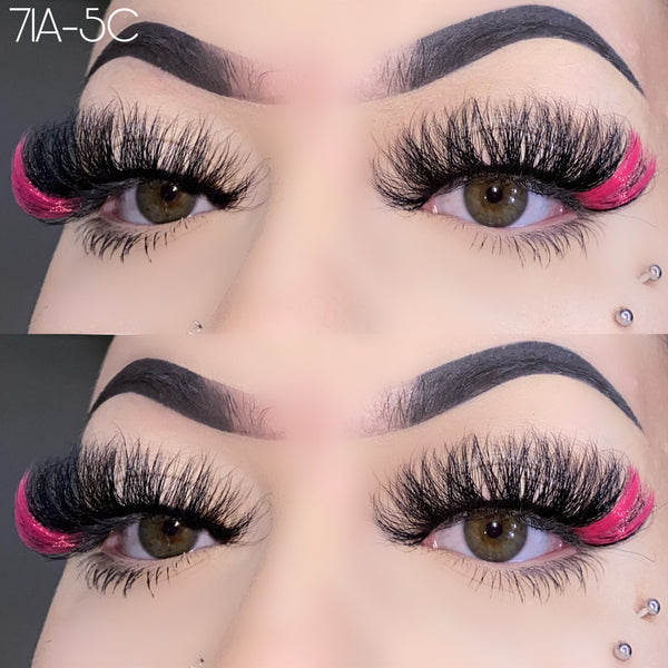 Wholesale 71A-5C Red Color False Eyelashes 25mm Real Mink Long Lashes