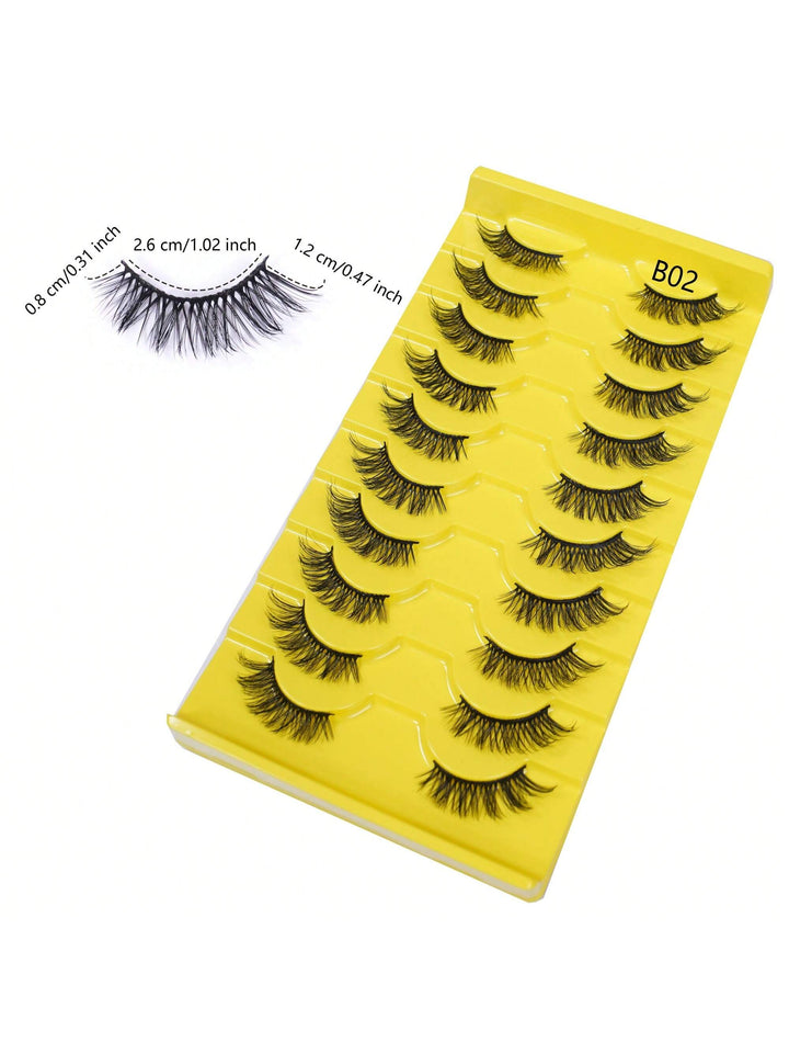 10 pairs false eyelashes natural half eye lashes 3D cat eye transparent line and black band lashes - bamylash