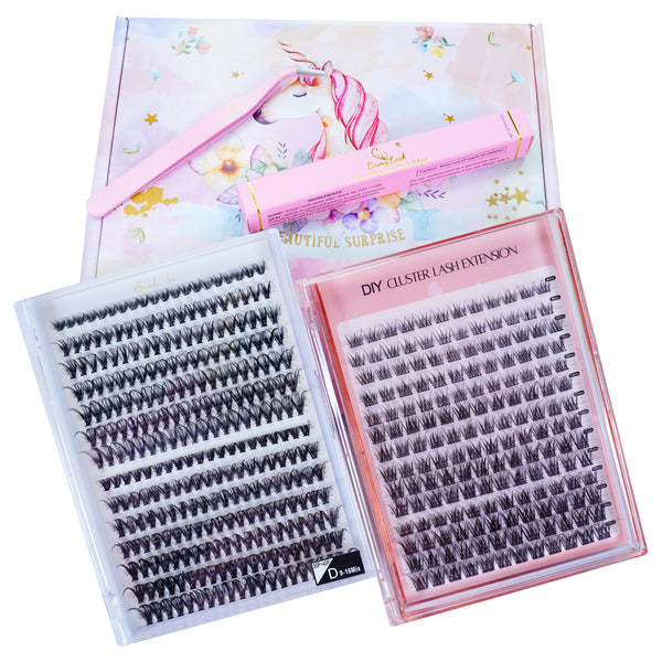 BamyLash 30P & 40P C02 Diy Lash Extension Kit,Cluster Eyelash Extension Kit,Individual Lashes Kit,Cluster Lashes with Lash Bond and Seal and Lash Applicator