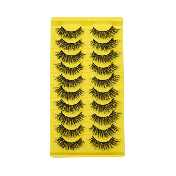 8X Yellow boxes 7 pairs  8 pairs 10 pairs Regular Synthetic Strip Lashes Soft Vegan False Eyelashes