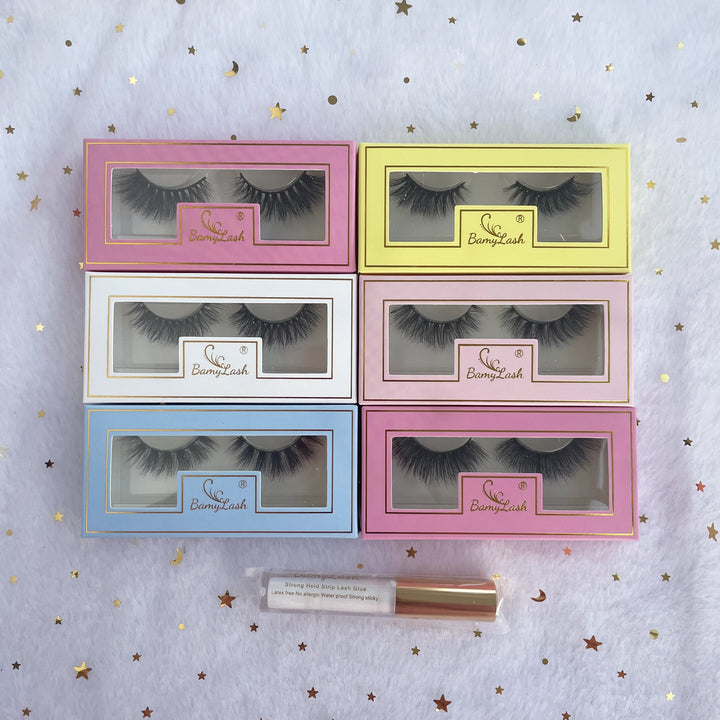 giveaway randomaly 6 pairs luxury eyelash with 1 strong lash glue - bamylash