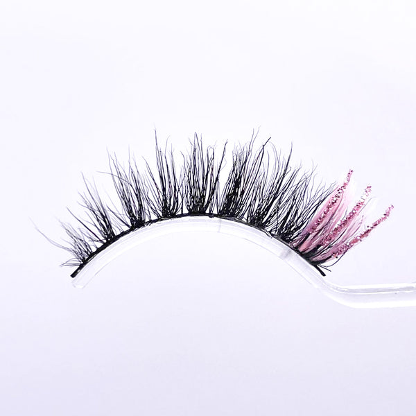 Natural medium Glitter Colored Eyelashes - bamylash