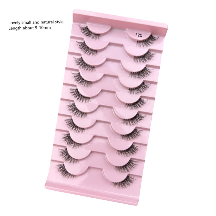 10 pairs false eyelashes natural half eye lashes 3D cat eye transparent line and black band lashes - bamylash